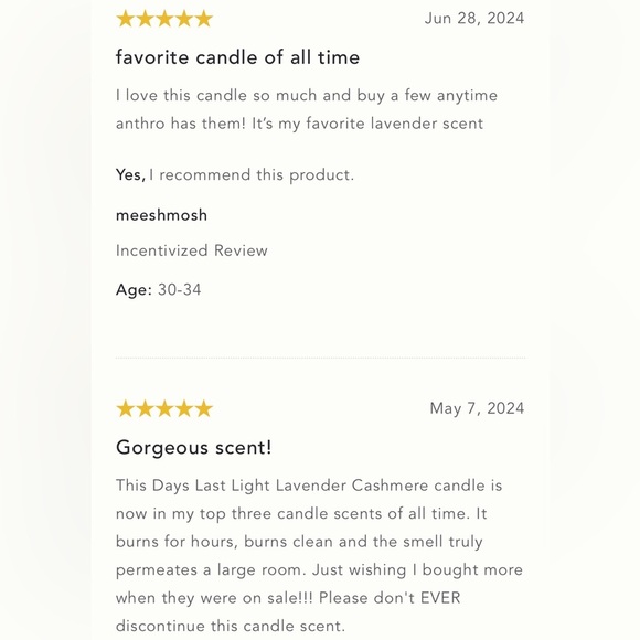 Anthropologie Days Last Light Floral Lavender Cashmere Boxed Candle NIB - Picture 16 of 16